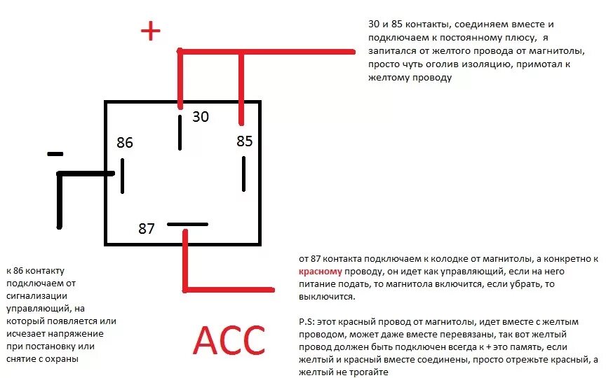 Подключение магнитолы через реле Автовключение музыки при снятии с сигнализации - Lada Калина хэтчбек, 1,4 л, 200