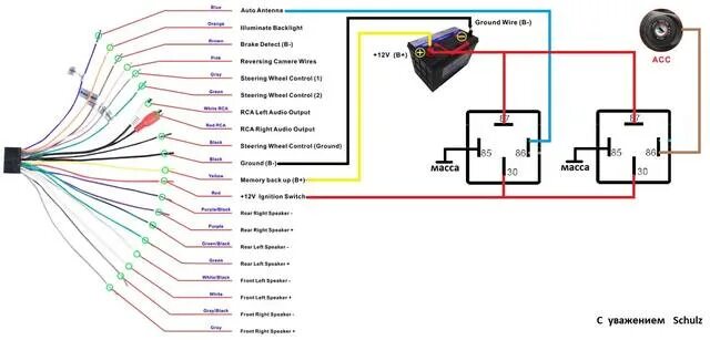 Подключение магнитолы через реле схема Установка магнитолы в Ладу Гранта своими руками - Страница 3 - Лада Гранта (Lada
