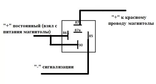 Подключение магнитолы через реле схема подключения Включение-выключение магнитолы от сигнализации StarLine - Lada 2114, 1,6 л, 2012