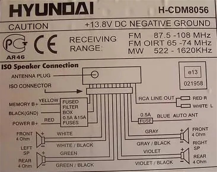 Подключение магнитолы hyundai Распиновка магнитолы hyundai h cdm8065 in 2024