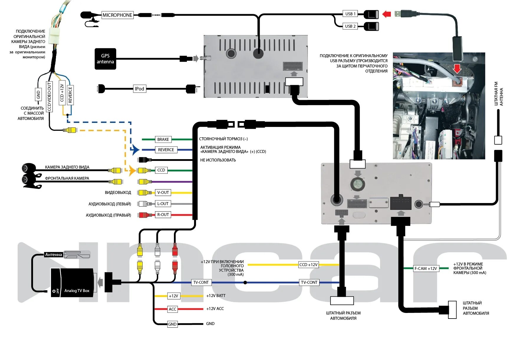 Подключение магнитолы инкар Как подключить камеру заднего вида к штатной магнитоле прадо 120 - фото - АвтоМа