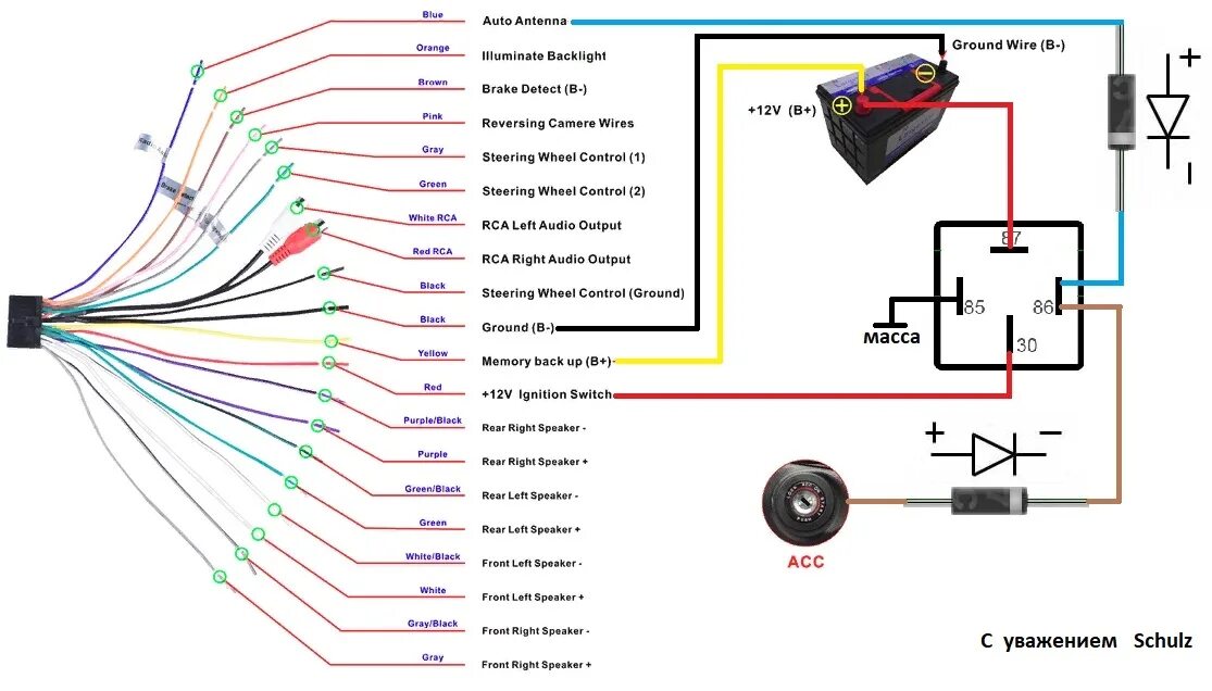 Подключение магнитолы какие провода куда Подключение магнитолы реле диоды (3) / VFL.Ru - ваш личный фотохостинг
