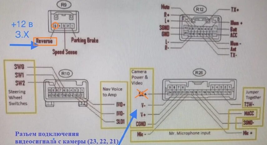 Подключение магнитолы камри 40 Подключение к штатной магнитоле Toyota Camry (XV40) камеры заднего хода - Toyota