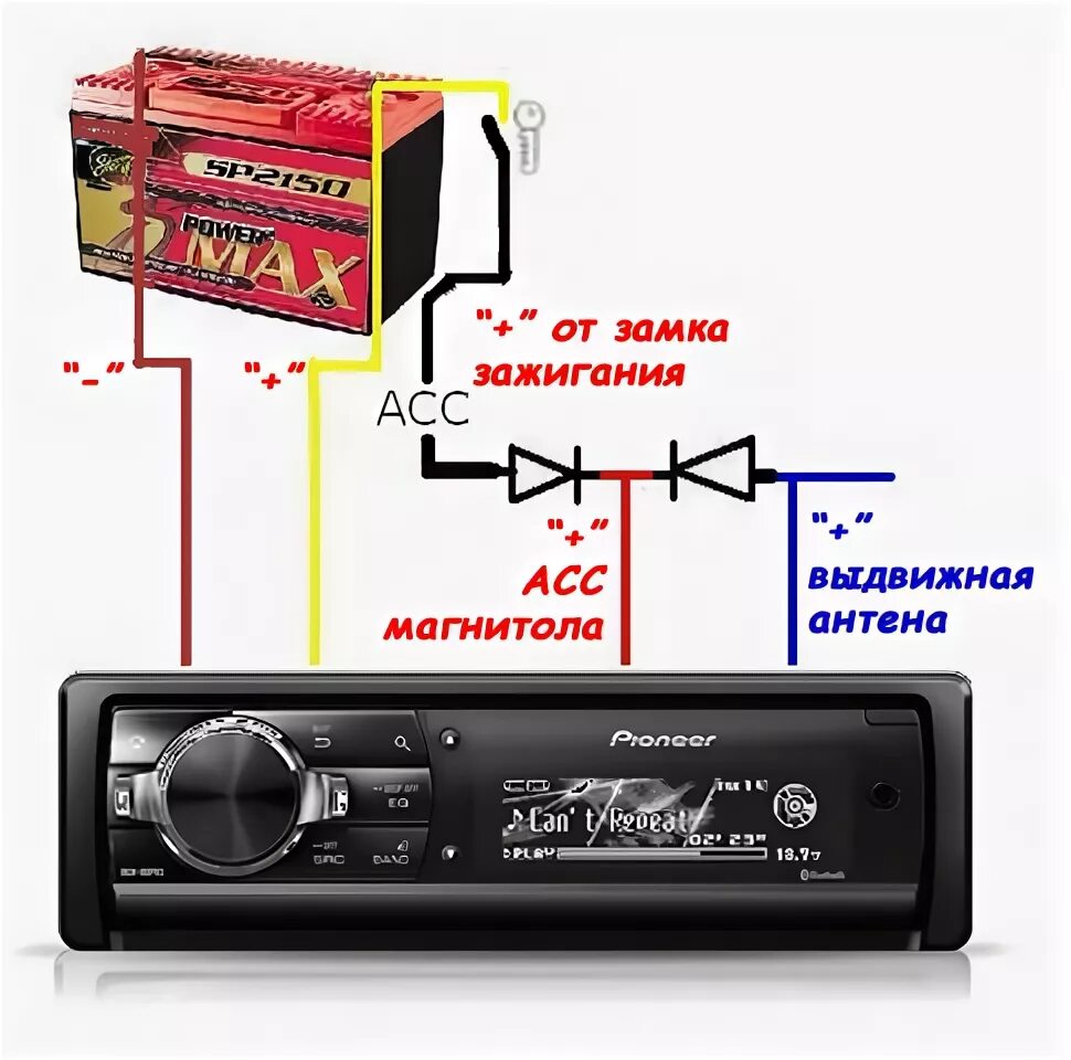 Подключение магнитолы напрямую к аккумулятору Подключение магнитолы через диоды - Opel Vectra A, 1,6 л, 1990 года электроника 