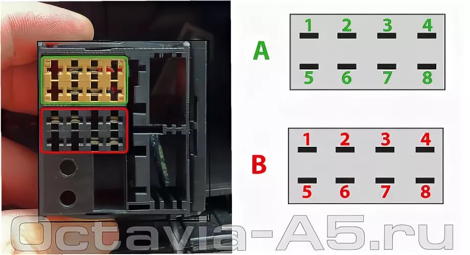 Подключение магнитолы octavia Распиновка разъёма магнитолы Октавии А5