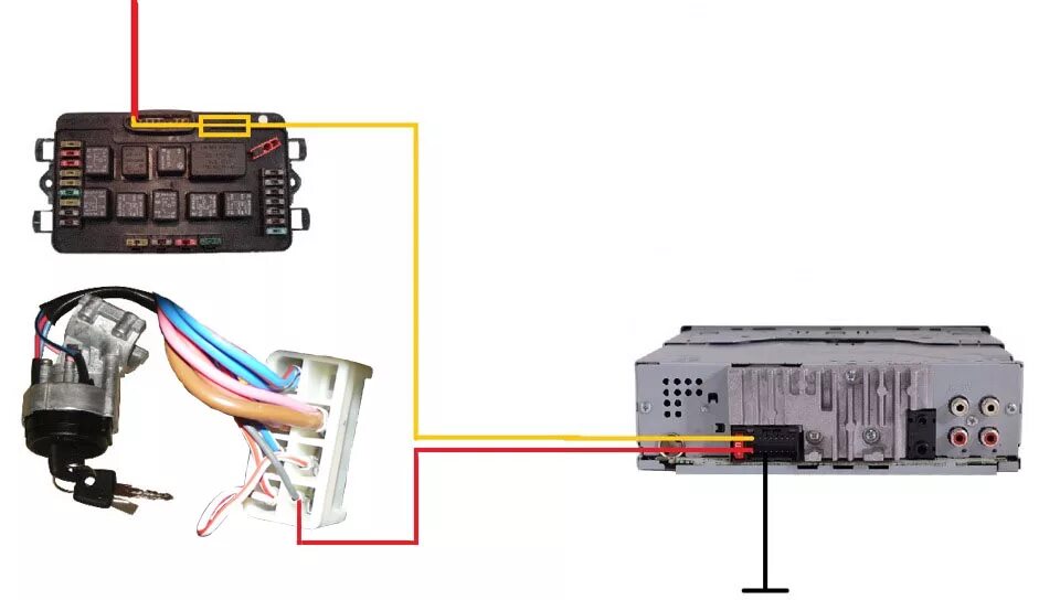 Подключение магнитолы от замка зажигания ваз 2114 Магнитола через концевик замка зажигания - Lada 2114, 1,6 л, 2010 года автозвук 