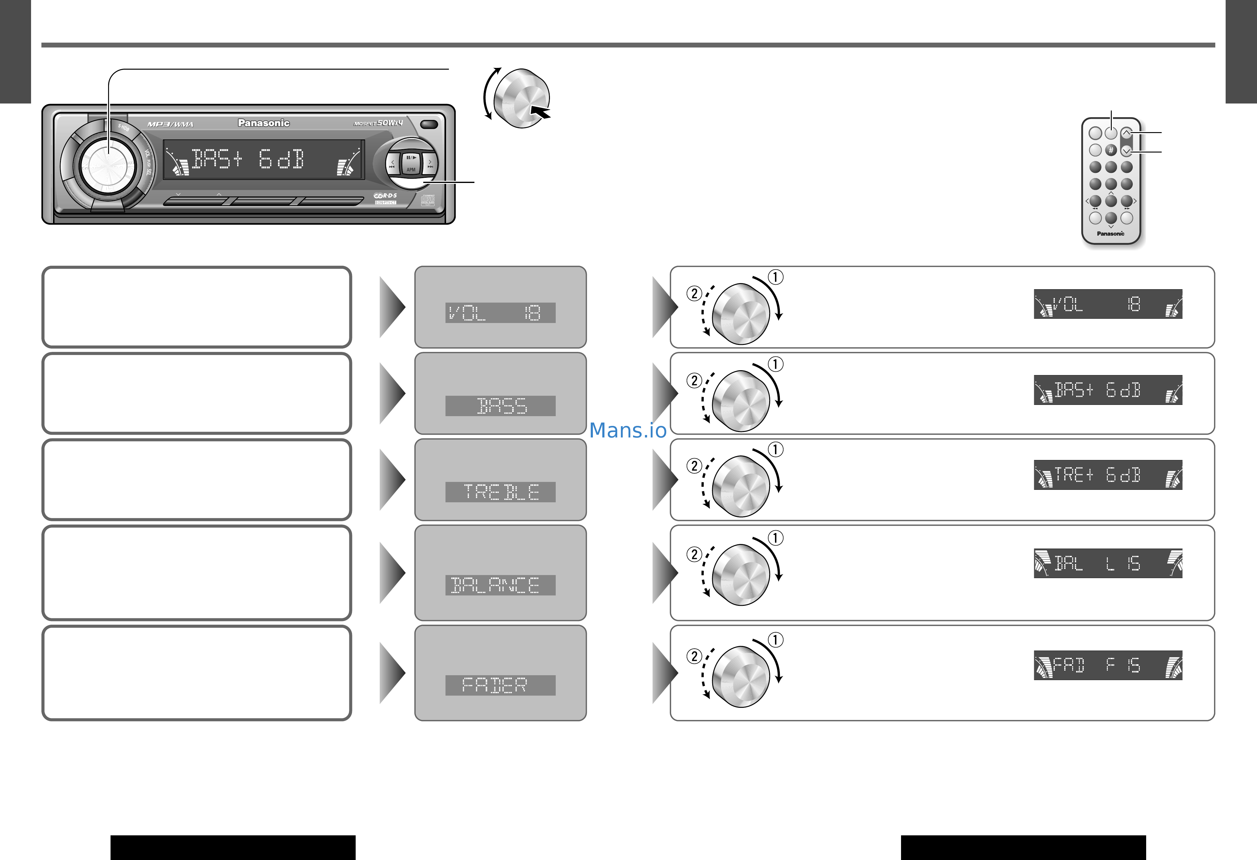 Подключение магнитолы панасоник Panasonic CQ-DFX683N 12/21 Audio setting