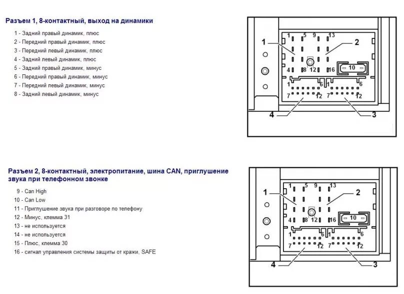 Подключение магнитолы пассат Разъёмы ГУ-RCD 300, 310, 510 и RNS 510 - Volkswagen Passat B6, 2 л, 2005 года эл