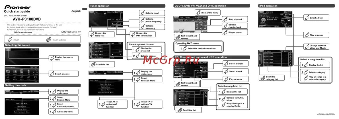 Подключение магнитолы pioneer avh Pioneer AVH-P3100DVD Руководство по быстрому старту онлайн