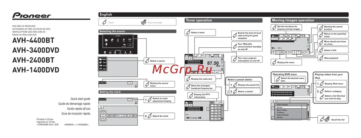 Подключение магнитолы pioneer avh Pioneer AVH-2400BT 8/8 English