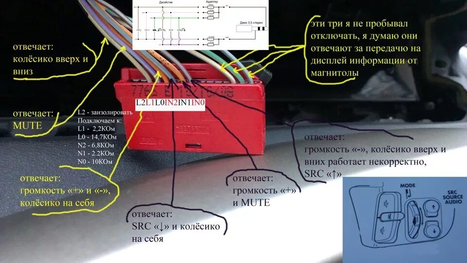 Подключение магнитолы рено Подруливой джостик+ не штатная магнитола! - Renault Scenic II, 1,5 л, 2007 года 