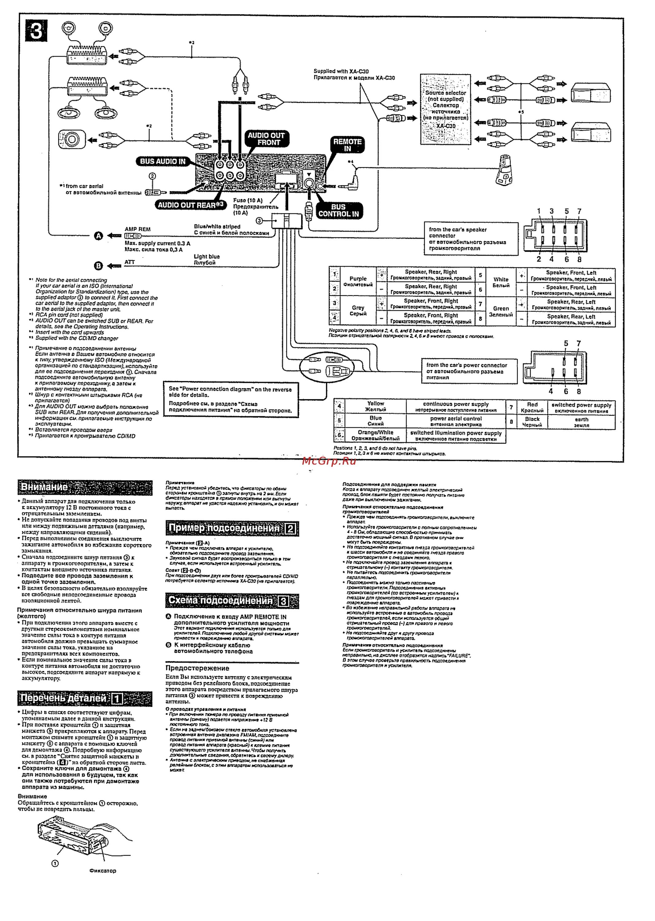 Подключение магнитолы сони Sony CDX-GT300S 22/24 Схема подсоединения