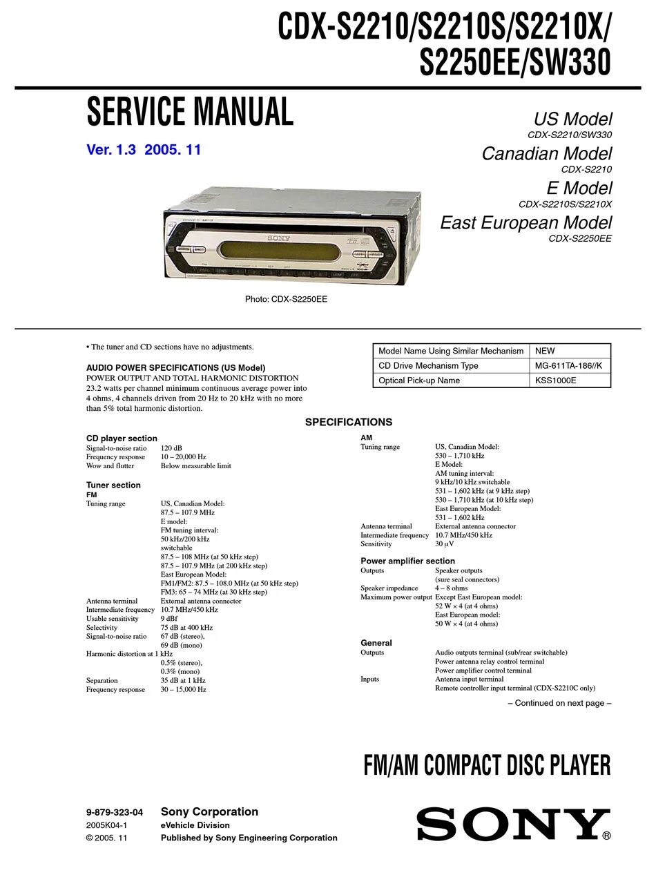 Подключение магнитолы сони cdx Schematic Diagram -Servo Board (1/2) - Sony CDX-S2210 Service Manual Page 22 Man