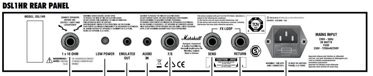 Подключение маршал 4 MARSHALL DSL1H