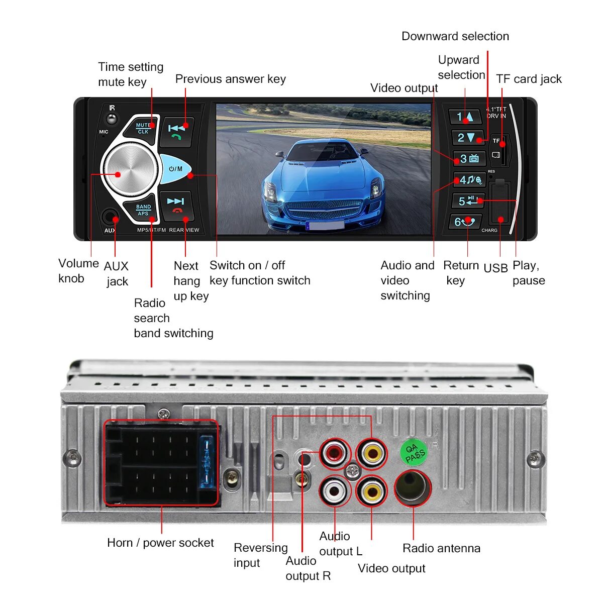 Подключение машины 4022d 4.1 inch 1din wince car radio stereo auto mp5 mp3 player hd screen bluetoo