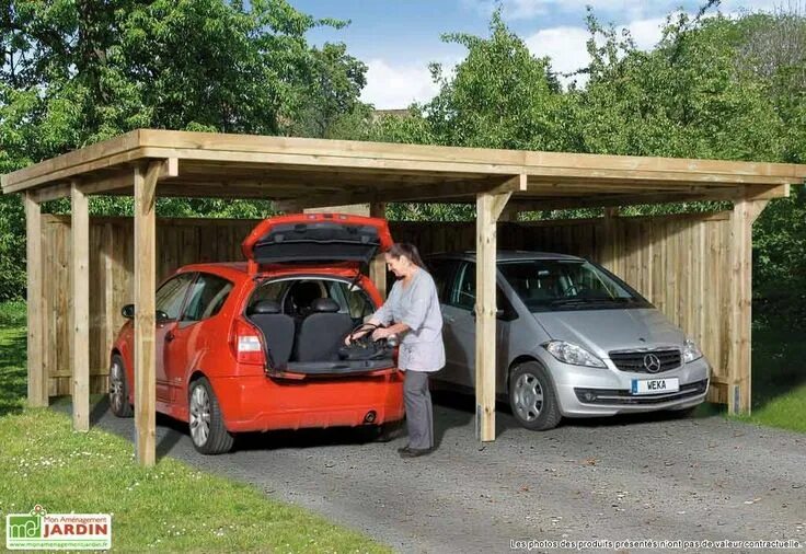 Подключение машины на даче Carport Bois Optima Duo 2 Voitures (Plusieurs Tailles) Pergola, Buitenprojecten,