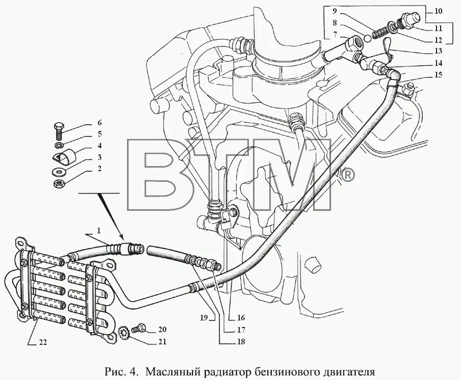 Подключение масляного радиатора газ 53 Масляный радиатор бензинового двигателя ГАЗ ГАЗ-3308 - ООО "ВТМ" - автозапчасти 