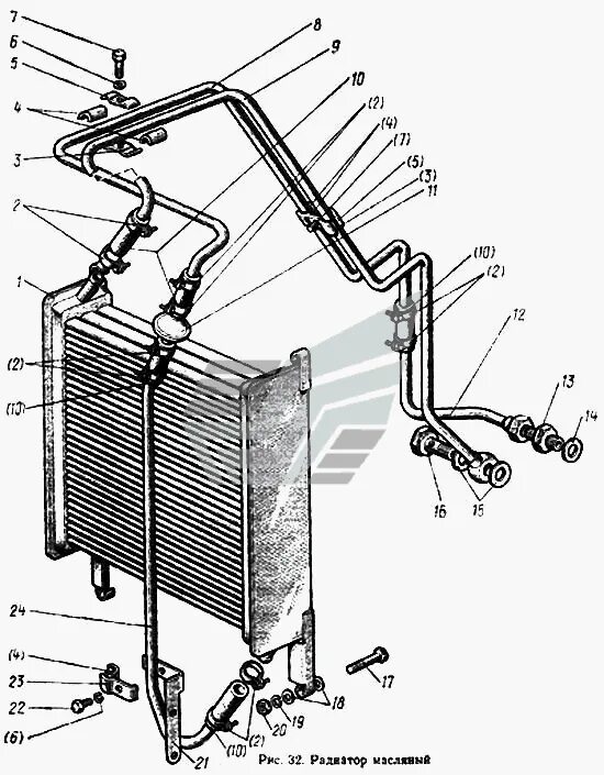 Подключение масляного радиатора мтз Радиатор масляный МТЗ-100 (Чертеж № 48: список деталей, стоимость запчастей)