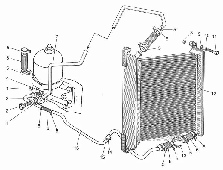 Подключение масляного радиатора мтз Масляный радиатор МТЗ-822 (Чертеж № 56: список деталей, стоимость запчастей). Ка