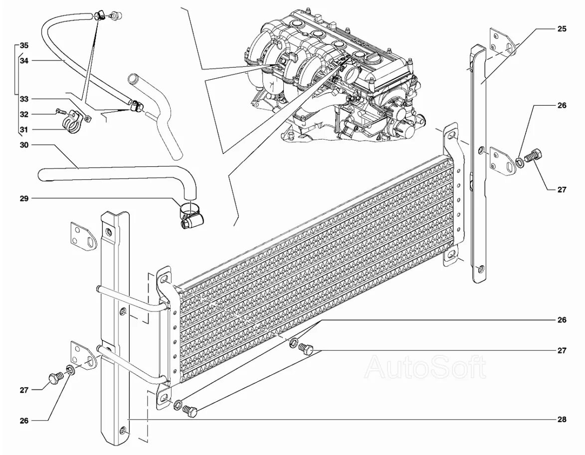 Подключение масляного радиатора уаз Радиатор масляный УАЗ-31519 (Чертеж № 72: список деталей, стоимость запчастей). 