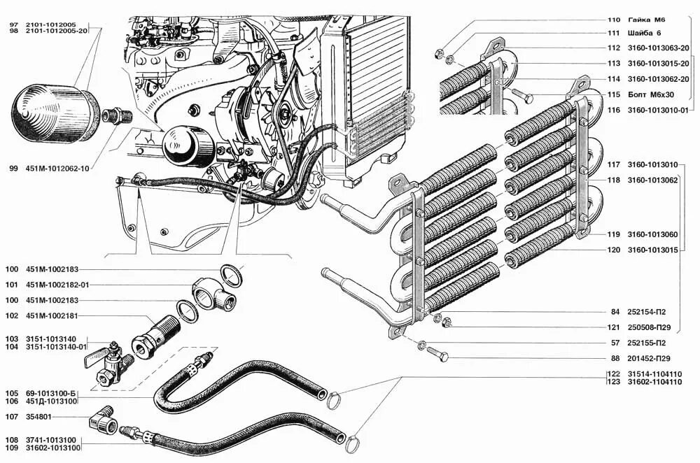 Подключение масляного радиатора уаз Фильтр очистки масла и радиатор масляный - Каталог запчастей УАЗ 31519 (каталог 