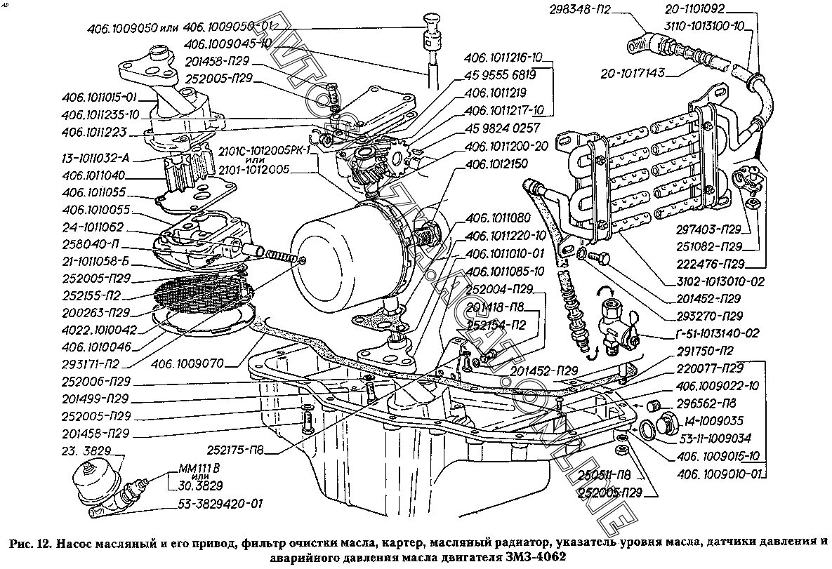 Подключение масляного радиатора змз 406 Насос масляный и его привод, фильтр очистки масла, картер, масляный радиатор, ук