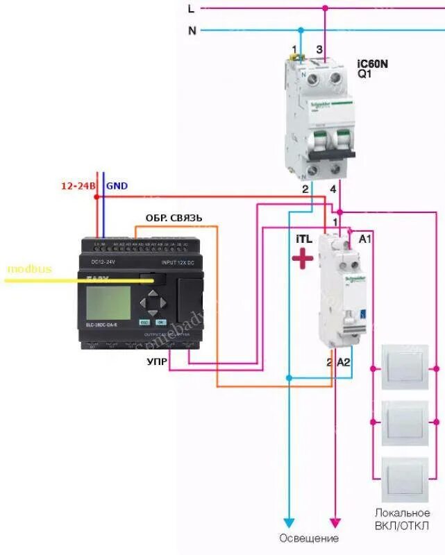 Подключение мастер выключателя на освещение Мастер выключатель - 10 глупых ошибок при подключении схемы через контактор.