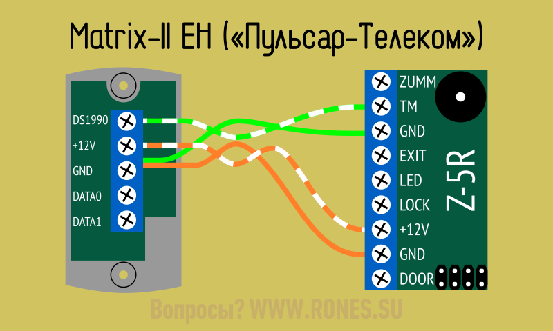 Подключение матрикс 2 Считыватели Matrix. Подключение к контроллеру Z5-R.