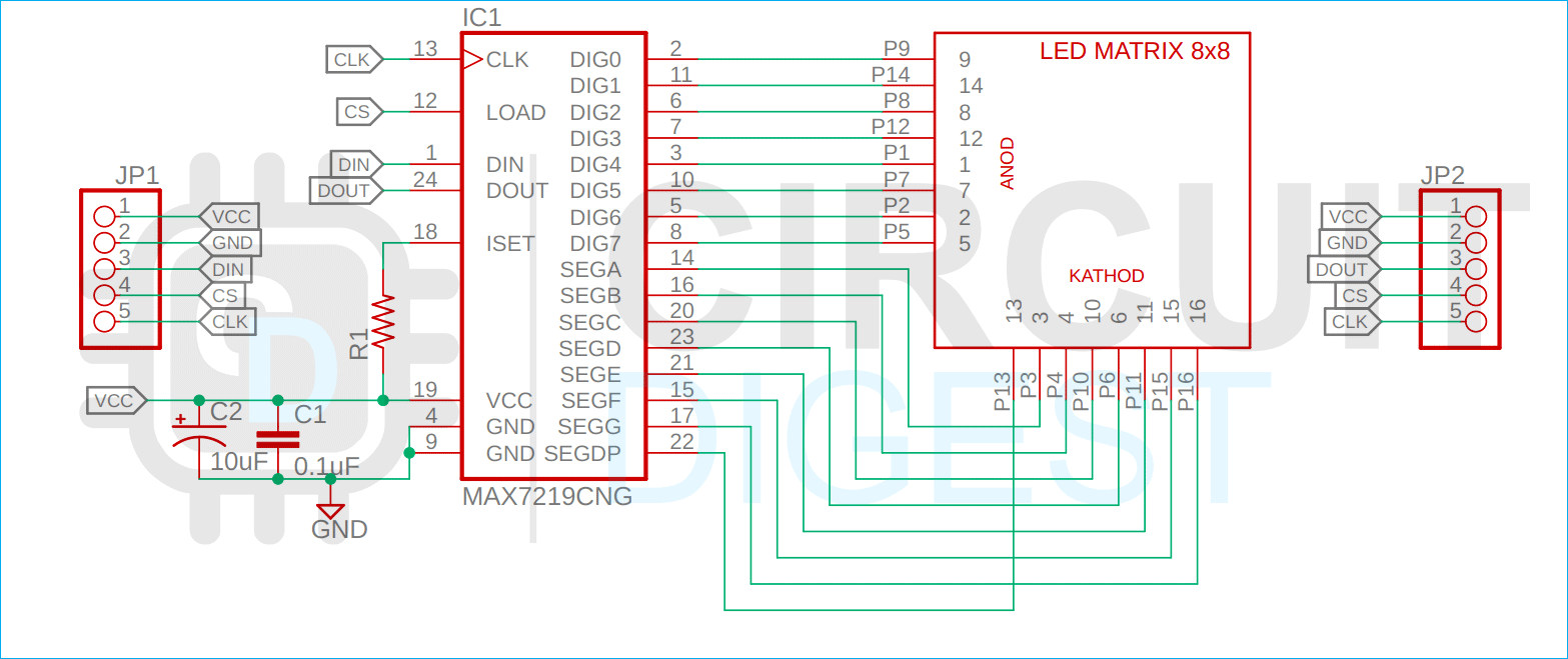 Подключение maxi 2 Подключение светодиодного матричного дисплея MAX7219 к Arduino: схема и программ