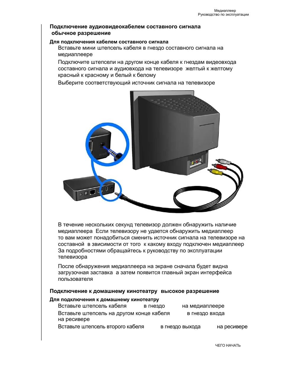 Подключение медиаплеера к телевизору Странице 19) Инструкция по эксплуатации Western Digital WD TV User Manual Страни