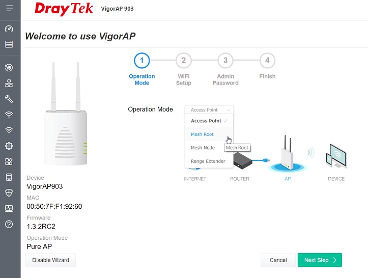 Подключение mesh системы к роутеру How to set up a mesh network on VigorAP using the Quick Start Wizard DrayTek