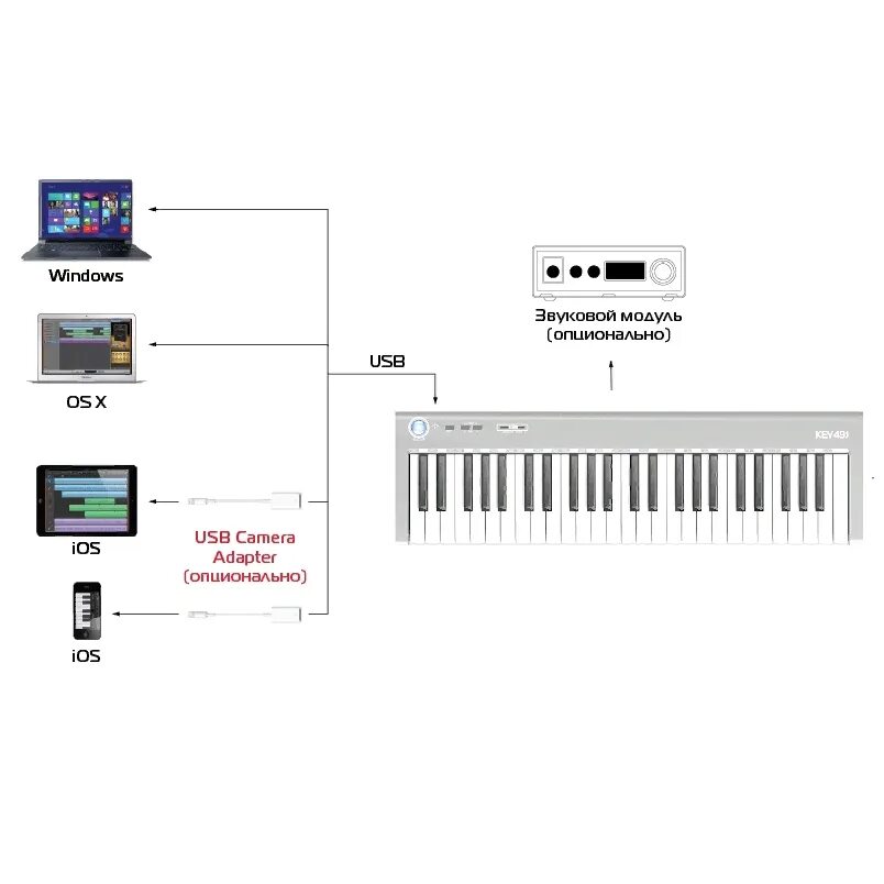 Подключение миди к компьютеру MIDI-клавиатура Axelvox KEY49j White AliExpress