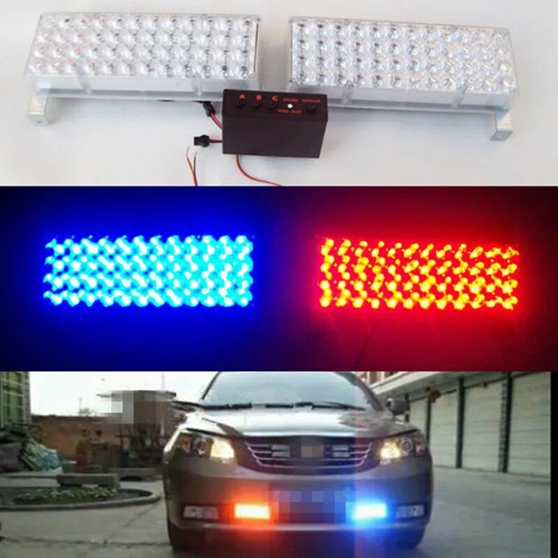 Подключение мигалки на машину 2*48 LED Strobe Flash Warning 12V LED Strobe Warning Ligh Emergency Vehicle Flas