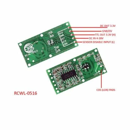 Подключение микроволнового датчика RCWL-0516 microwave inductive switch / proximity sensor #5332 eBay