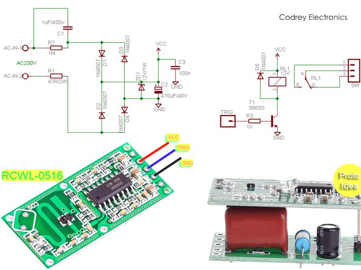 Подключение микроволнового датчика Microwave Radar Motion Sensor Switch - Codrey Electronics Electronic circuit pro