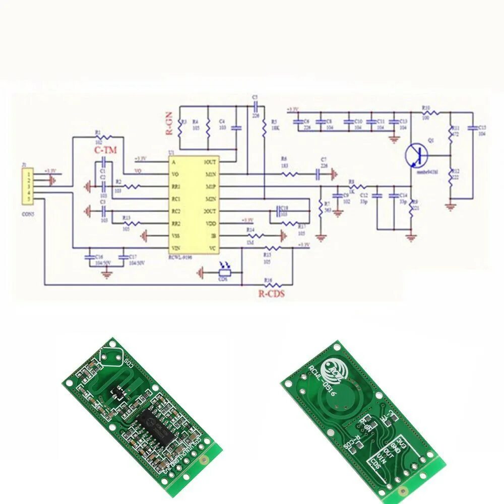 Подключение микроволнового датчика движения rcwl 0515 Rcwl 0516 схема принципиальная