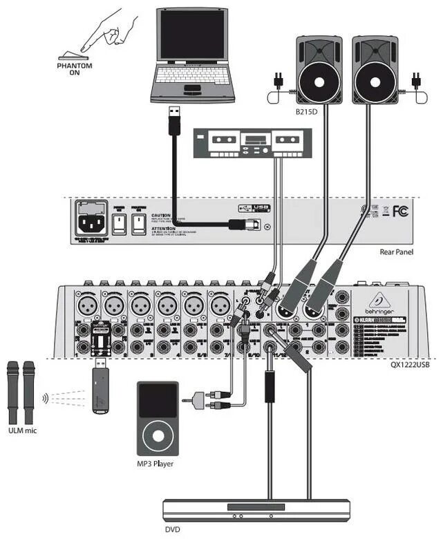 Подключение микшера к телевизору Купить микшер Behringer QX1222USB Интерлинк +7(495)742-4494