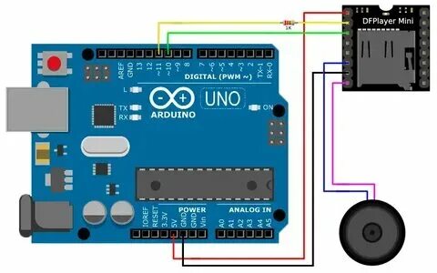 Подключение мини компьютера Mp3 arduino