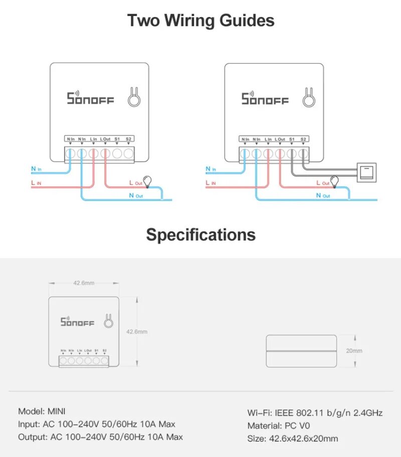 Подключение mini smart switch к выключателю схема Diy Wifi Smart Switch 2 Way Timer Light Voice Automation Switch Remote Control I