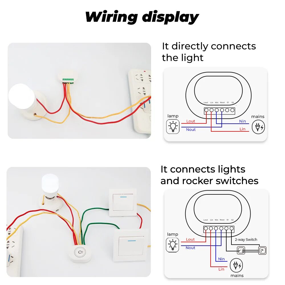 Подключение mini smart switch к выключателю схема 16A Tuya ZigBee 3.0 Mini Smart Switch For 2 Way Control Home Automation Switch e