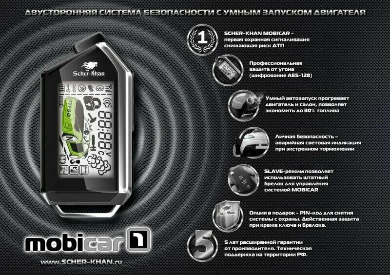 Подключение мобикар к телефону UAZ 000000473110810 сигнализация SCHER-KHAN MOBICAR 1 START С автозапуском - куп