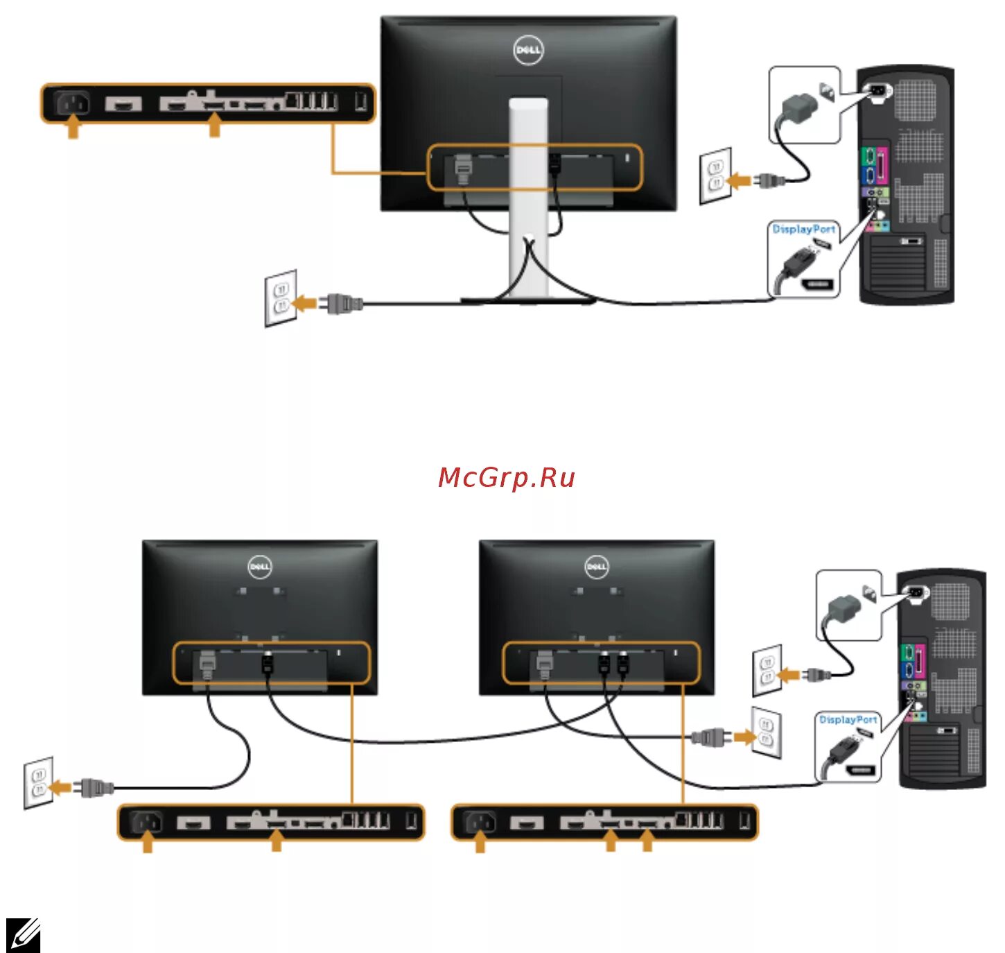 Подключение монитора через dp Dell U2415 29/69 Подключение монитора c использованием функции многопотоковой пе