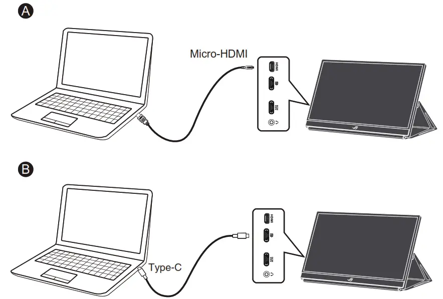 Подключение монитора через usb c Руководство пользователя портативного игрового монитора ASUS