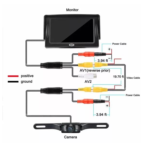 Подключение монитора в машине 4.3Inch TFT LCD Car Rear View Monitor With Backup Camera Waterproof Ni - Electro