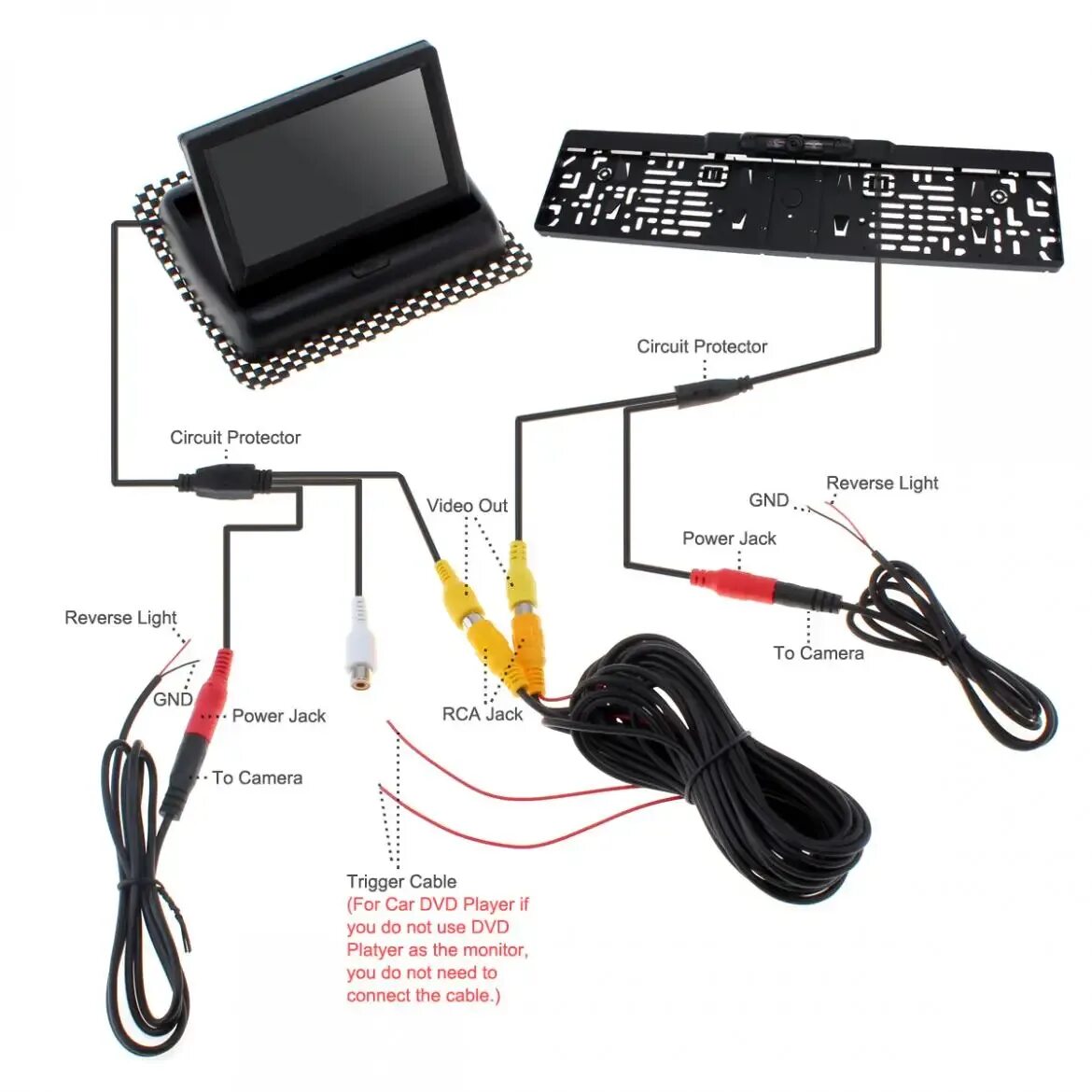 Подключение монитора в машине 4.3 Inch Foldable Car Monitor TFT-LCD Display Car Parking Assistance with 4 IR L