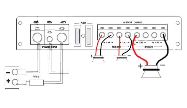 Подключение мостом 4 динамика Усилители для колонок в машину: подключение автомагнитолы