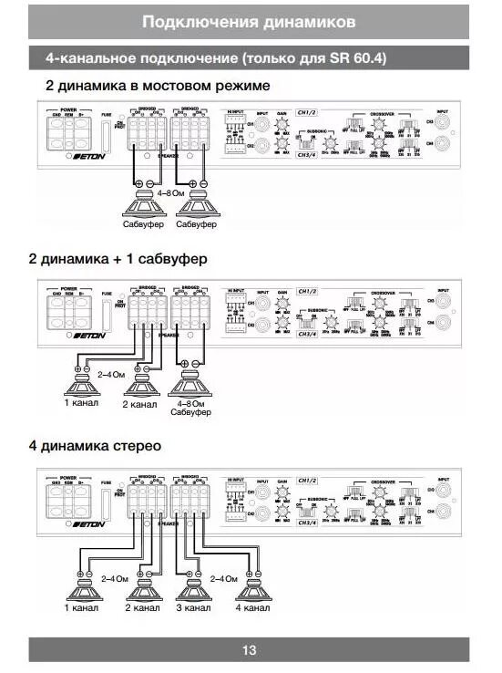 Подключение мостом 4 динамика Блюзмобиль. Новый усилитель на фронт ETON SR 100.2 - Honda Element, 2,4 л, 2007 