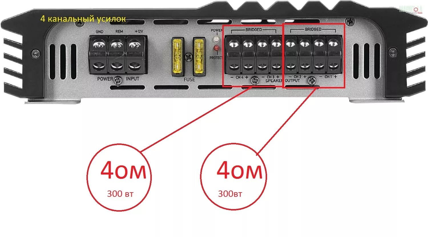 Подключение мостом в 4 ома Ответы Mail.ru: Можно ли подключить 2 колонки 4 ом мостом к 4 канальному усилите