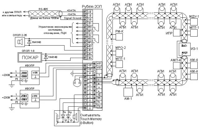 Подключение мпт 1 рубеж Адресный приемно-контрольный охранно-пожарный прибор ППКОП 011249-2-1 РУБЕЖ-2ОП 