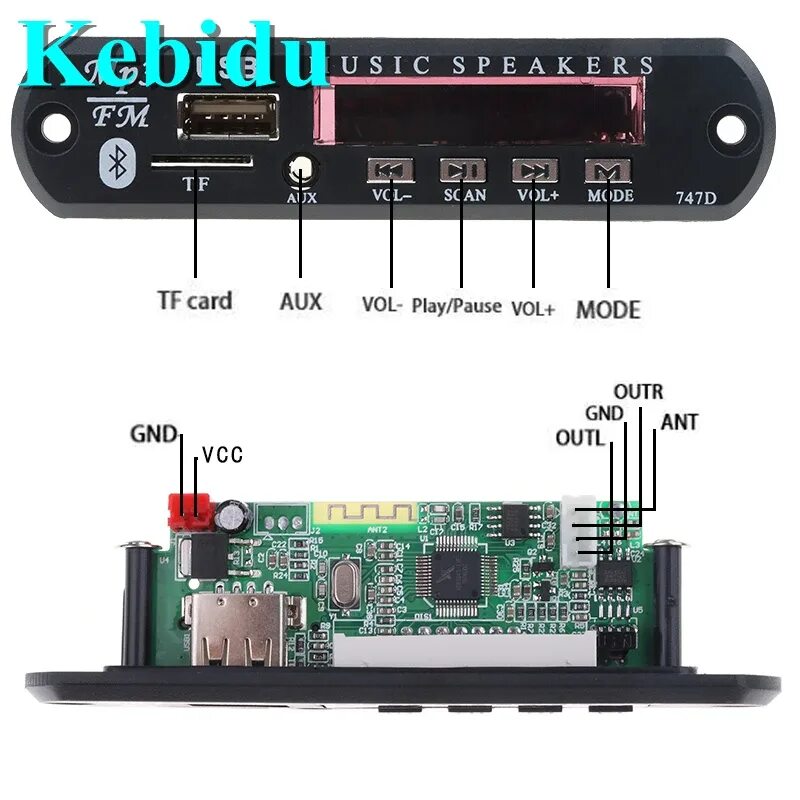 Подключение музыки через блютуз Kebidu Dc 12v Audio Module Mp3 Decoder Board Bluetooth Usb Mp3 Power Supply Fm R